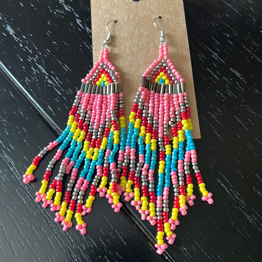 HAND beaded statement earrings-NWT